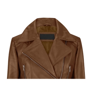 Blouson de moto en cuir d'agneau véritable pour femme, imprimé, fermeture éclair sur le devant, personnalisable, hiver, écologique, séchage rapide - Product Image 5