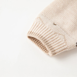 Prendas de punto unisex con logotipo personalizado al por mayor 100% algodón orgánico Patchwork cuello redondo niños suéter de punto OEM/ODM disponible - Product Image 6