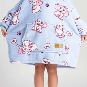 Sudadera con Capucha Infantil con Estampado de Elefantes, Manta de Felpa de Poliéster Talla Única, para Usar en Casa y de Viaje - Product Image 5