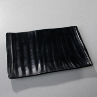 MS487 Vaisselle professionnelle incassable en mélamine Assiettes à dîner en plastique noir japonais personnalisables en forme pour les fêtes