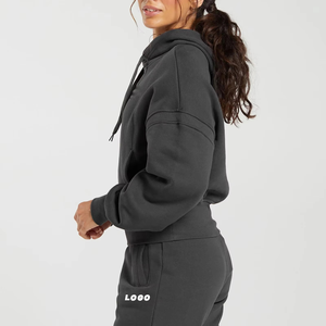 Chándal de Invierno con Capucha y Cordón Ajustable, Estilo Urbano, para Mujer, Talla Grande, 100% Algodón, con Logotipo Personalizado - Product Image 4