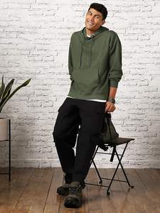 Green Loose Hoodie <b>for</b> <b>Men</b> Oversized Baggy Style <b>Thermal</b> Fleece Pullover Drop Shoulder Custom Logo <b>for</b> Winter OEM Service - Product Image 4