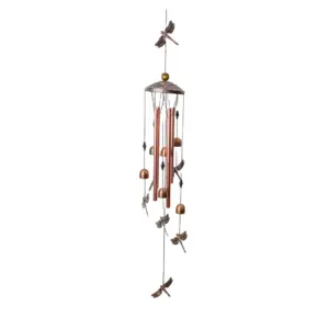 Copper tube wind chimes for Copper dragonfly outdoor hanging garden ornaments memorial wind chimes handmade