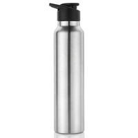 Bouteille d'eau de sport en acier inoxydable avec revêtement en poudre noire Thermos à eau de taille personnalisée Fiole à vide