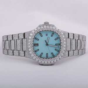 Mejor Venta de lujo totalmente helado personalizado de acero inoxidable de laboratorio de diamante reloj de pulsera para los hombres con Vvs Clarity Diamond - Product Image 4