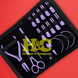 Purple Hair Extension <b>Tools</b> <b>Kit</b> Orange Plier Scissors Needles Pouch <b>Mini</b> Hair <b>Tool</b> <b>Kit</b> Stainless Steel Tape Clip Loop logo - Product Image 3