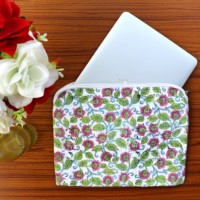 Housse d'ordinateur portable matelassée en coton de 13 pouces, style bohème vintage à motifs floraux, avec fermeture éclair confortable, étui de voyage, couleur personnalisable, artisanat