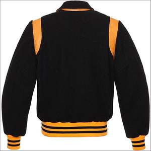 Vintage High <b>Street</b> Button-Up Men's Varsity Jackets Personalized with Embroidered Chenille Patches Plain Dyed Front Logo - Product Image 3