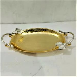 ถาดเสิร์ฟอะลูมิเนียมดีไซน์ทันสมัยทำมือ รูปทรงวงรี สวยหรู เคลือบเงินเงา พร้อมหูจับสะดวกสบาย งานฝีมือโลหะสำหรับเสิร์ฟอาหาร - Product Image 3