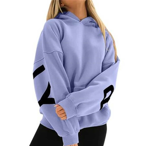 Coupe ample mignon rose vache imprimé femmes sweats hiver décontracté surdimensionné goutte épaule conception sweats personnalisés - Product Image 4