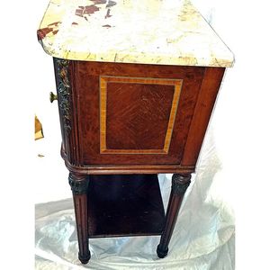 Chevet élégant de style français en acajou fait à la main avec rangement, sculptures ornées personnalisables, panneau incrusté, hôtel classique - Product Image 6