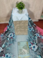 Tela de Voile Jacquard Dirac Tradicional Legacy Elegance, Tejido de Algodón Estampado Digital con Diseño Floral Abstracto para Vestidos de Niñas