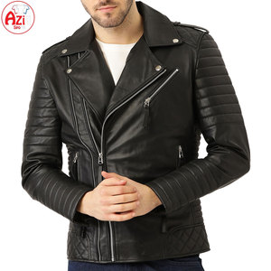 2025 High Quality Winter Men's Leather Jacket with <b>Stand</b> Collar Front Logo Custom Color Windproof & Breathable Eco-Friendly - Product Image 1