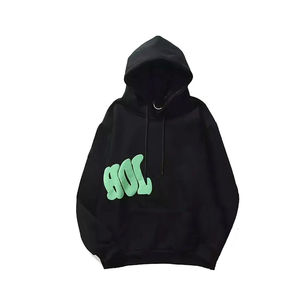 Venta al por mayor de algodón francés Terry en blanco de gran tamaño Puff impresión Sudadera con capucha Unisex sin cuerda personalizado Raw Hem Pullover sudaderas con capucha hombres - Product Image 1