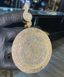 Meilleure vente de pendentif classique en argent sterling 925 plaqué argent 14 carats avec diamant nom personnalisé Hip Hop rappeur breloques pour enfants - Product Image 2