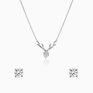 ชุดต่างหูเม็ดกลมรูปกวางประกายสีเงิน - Product Image 6