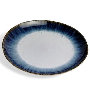 Assiette à dîner en céramique Indigo Rim, finition glaçure dégradée, surface de service large, choix durable pour les tables raffinées - Product Image 1