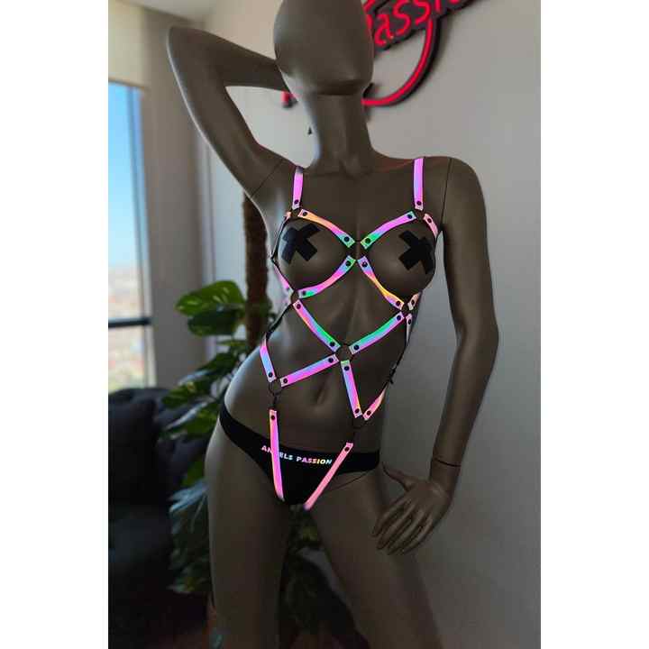 Dancer Clothes with Special Leather Bag - Reflective Body Harness That Glows in the Dark