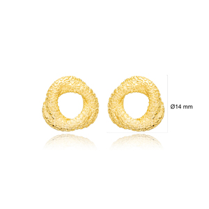 Boucles d'oreilles texturées de forme ronde, Design minimaliste, bijoux artisanaux turcs en argent Sterling 925, vente en gros - Product Image 2