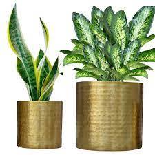 Juego de macetas de jardín de oro rubor más vendido de dos macetas decorativas de metal con soporte de ARTISAN AURA para el hogar y el jardín - Product Image 4