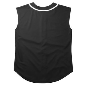 Bouton vers le bas de haute qualité noir sans manches Baseball Jersey débardeur Softball chemise nom numéro impression Sublimation Technique - Product Image 2