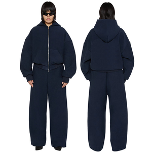 Sudadera con capucha deportiva informal de invierno para hombre, personalizada, bordada, extragrande, con cremallera, 100% algodón, forro polar, 500 g/m², transpirable, de dos piezas - Product Image 6