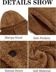 Veste en fausse fourrure vêtements d'extérieur avec manches épaisses et longues coupe ample Cool pour les hommes en plein air solides - Product Image 3