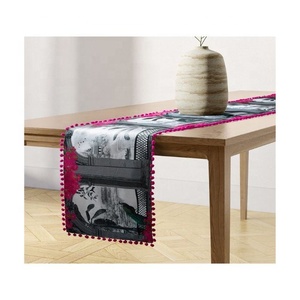 Best Quality 2024 Twin Toned Floral Jacquard Embroidered Customizable Stylish Silk Border GOTS Wholesale 100% Table <b>Runners</b> - Product Image 3