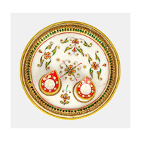 Assiette de prière indienne en marbre doré de qualité supérieure, gamme économique, 9x9 pouces, cadeau de mariage, grossiste exportateur du Rajasthan