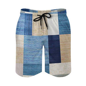Shorts de plage en satin 100 % coton imprimés pour hommes, taille élastique, séchage rapide, maillots de bain d'été, fourniture de logo personnalisé en gros - Product Image 1