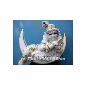 Estatua de mármol de Littel Krishna, sonrisa bonita en la cara - Product Image 1