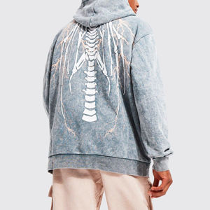 เสื้อมีฮู้ดสำหรับผู้ชายผ้าซักกรดแบบสวมหัวมีฮู้ดผ้าฝ้ายผสมกรดเสื้อมีฮู้ดสำหรับผู้ชายโลโก้ที่กำหนดเอง - Product Image 4