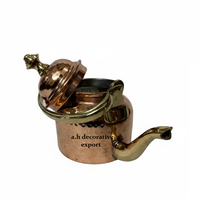 Théière/Cafetière moderne en cuivre martelé à la main, bec en laiton, poignée en métal résistante à la chaleur, capacité de 500 ml, couvercle inclus
