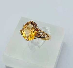 Citrine Oval Cut 8x10mm Prong <b>Set</b> <b>Ring</b> Solid 925 Sterling Silver Classic Design 18K Gold Plated <b>Women</b> <b>Wedding</b> Engagement Party - Product Image 2
