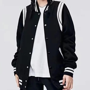 Varsity vestes hommes classique Baseball uniforme vestes Streetwear noir blanc femmes Bomber manteau mode homme vêtements - Product Image 4