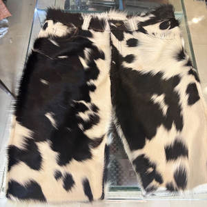 Shorts de Cuero Acampanados, Cuero Vacuno Genuino Estampado, Cintura Alta, Holgados, de Verano, para Hombre - Product Image 1