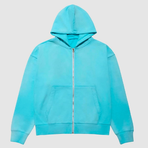 El más nuevo diseño recortado Sudadera con capucha desgastada Unisex algodón bajo Moq borde crudo Puff impresión piedra lavada sudaderas con capucha - Product Image 4