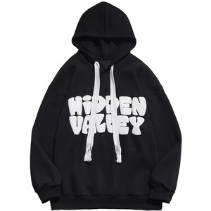 Wholesale Trendy Unisex Puff Print Letter Hoodie Acid <b>Wash</b> Streetwear Style Custom Logo Oversized - Product Image 3
