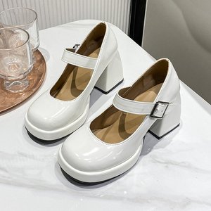 Nouvelles chaussures Mary Jane de style français printemps-été, ballerines rétro britanniques à semelle épaisse en cuir, chaussures à talons hauts élégantes et cool - Product Image 2