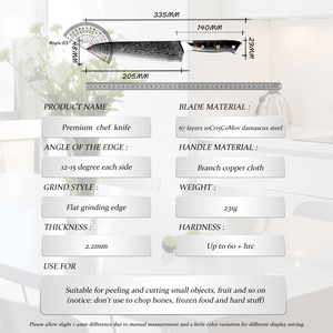 Vente en gros Couteau de chef damas personnalisé de haute qualité OEM Couteaux de cuisine Couteau en acier inoxydable à haute teneur en carbone avec manche noir - Product Image 3