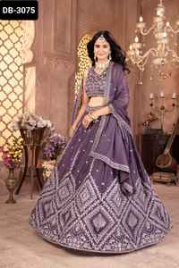Lo último en ropa de mujer, bordado pesado de lujo, trabajo de costura, ropa de boda y Festival, Lehenga Choli con Georgette Fancy Dupatta Set - Product Image 5