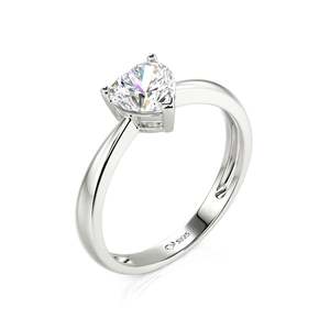Jeulia Classic Heart Cut <b>Solitaire</b> Engagement <b>Ring</b> Three Prongs Gold Plated Sterling <b>Silver</b> - Product Image 2