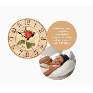 Vintage 20cm Quartz <b>Wall</b> <b>Clock</b> with Large Numbers MDF Wood <b>Decoration</b> and Red Roses Silent No Without Features - Product Image 3