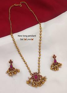 Motipearl colgante tradicional chapado en oro largo Mala colgante collar conjunto de mujeres de moda con pendiente a juego conjunto de colgante - Product Image 3