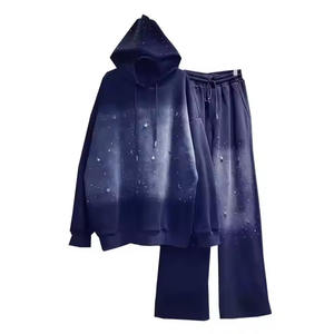Haute qualité nouveau personnalisé unisexe strass à capuche pantalon hommes strass survêtement jeunes ensembles Design mode Streetwear - Product Image 1