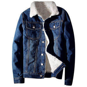 Veste denim d'hiver doublée en coton pour hommes, chaude, noire, bleue, vêtements d'extérieur élégants, avec logo personnalisé à l'avant, vente en gros - Product Image 6