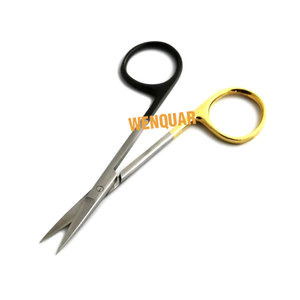 Ciseaux dentaires irisés de 1,5 cm, anneau noir doré, ciseaux manuels pour instruments médicaux en acier inoxydable, fournisseur professionnel Wenquar - Product Image 6