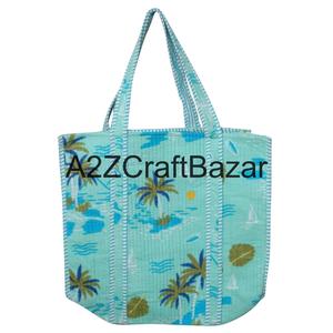 Elegante Bolso Tote Acolchado de Algodón para Mujer, Hecho a Mano con Estampado Indio, Bolso de Hombro para Mujer, para Compras, Oficina, Uso Diario - Product Image 1