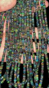 Perles Rondelle à facettes opale noire 3-5mm brin de pierres précieuses naturelles pour la fabrication de bijoux perles en vrac en gros exportation à forte demande - Product Image 5