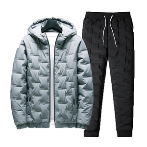 2026 Winter Men's Printed Casual Hooded Tracksuit Set Regular Fit 100% Cotton Fleece Lining Eco-Friendly Breathable 2-Piece - Product Image 5